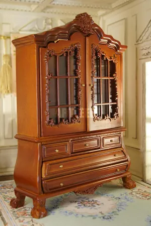 Dollhouse Furniture ARTLEER 1:12 Scale television cone intense mine Vintage Wooden Miniature Cabinet with Glass Doors 
