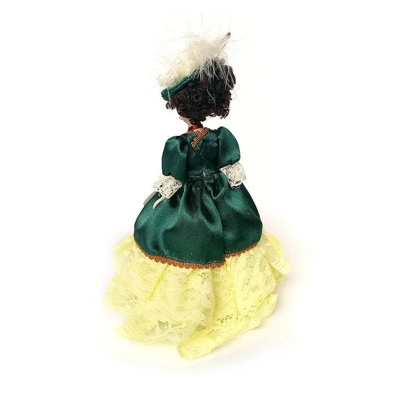 Dollhouse Miniature Porcelain Victorian Doll Model Green Dress Miss Lady