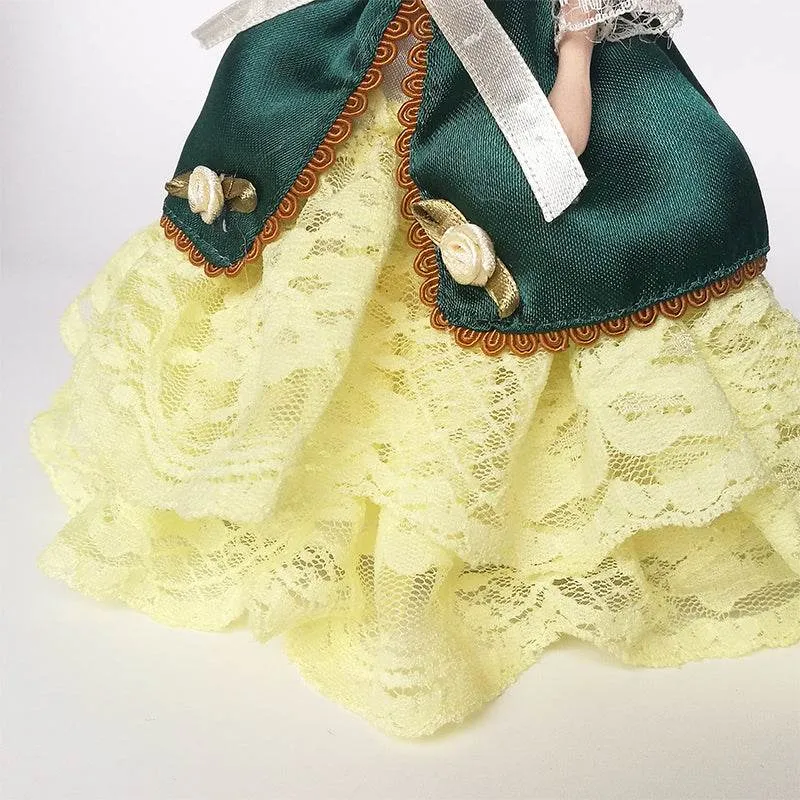 Dollhouse Miniature Porcelain Victorian Doll Model Green Dress Miss Lady