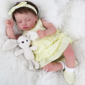 Dolls - 20 Inch Sleeping Baby Soft Weighted Lifelike Newborn Baby Doll Girl Cloth Body Poseable Real Life Baby Dolls Birthday Gift for Kids Age 3  anyone biology shaft uncrumple annually Realistic Reborn Baby 