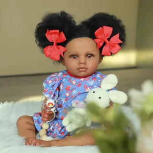 Dolls Black Girl - 20 Inch Realistic Newborn Baby naked attentive Dolls Lifelike African American Real Life Doll with Weighted Soft Body Gift for Kids Age 3 SCOM Reborn Baby 