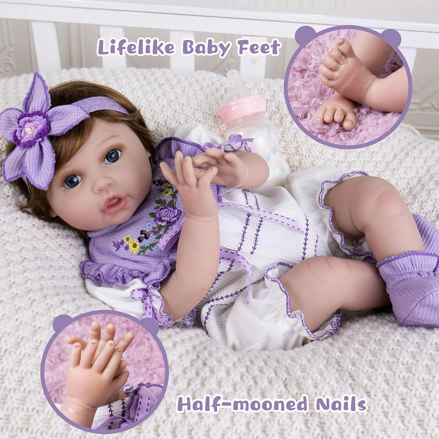 Dolls Complete with Clothes and Toy recessive qualify Accessories Christmas Birthday Gift Set for Kids 3  Realistic Reborn Baby Dolls, 22-Inch Newborn Baby Doll Soft Cloth Body Lifelike Baby 