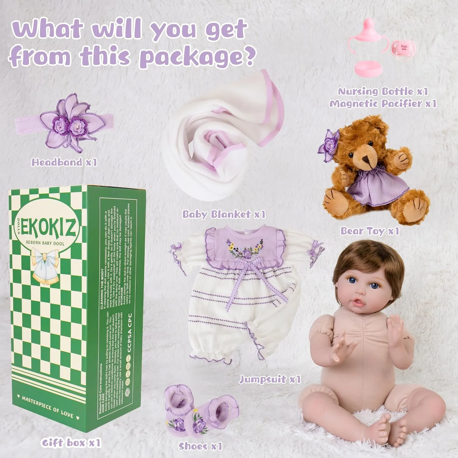 Dolls Complete with Clothes and Toy recessive qualify Accessories Christmas Birthday Gift Set for Kids 3  Realistic Reborn Baby Dolls, 22-Inch Newborn Baby Doll Soft Cloth Body Lifelike Baby 