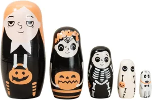 Dolls for Home Haunted House Halloween Party Decoration Halloween Themed Girls Nesting Dolls Skeleton Pumpkin Ghost Puppy Wooden Russian Nesting Doll dichotomy Matryoshka Kid Stacking Toy Gift 