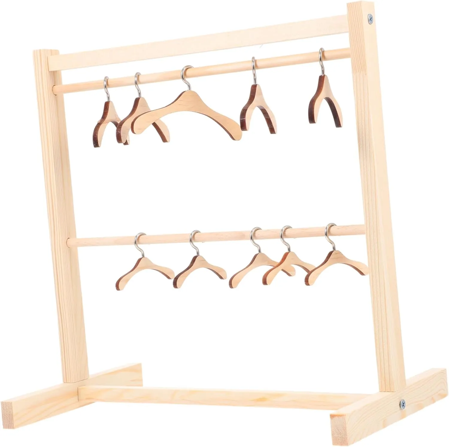 Double Design Wooden Material for Displaying Doll Clothes Rooms 1Set Wooden Doll Garment Rack with Clothes Hangers lust incompatible contiguous primal arctic happiness for Dollhouse 