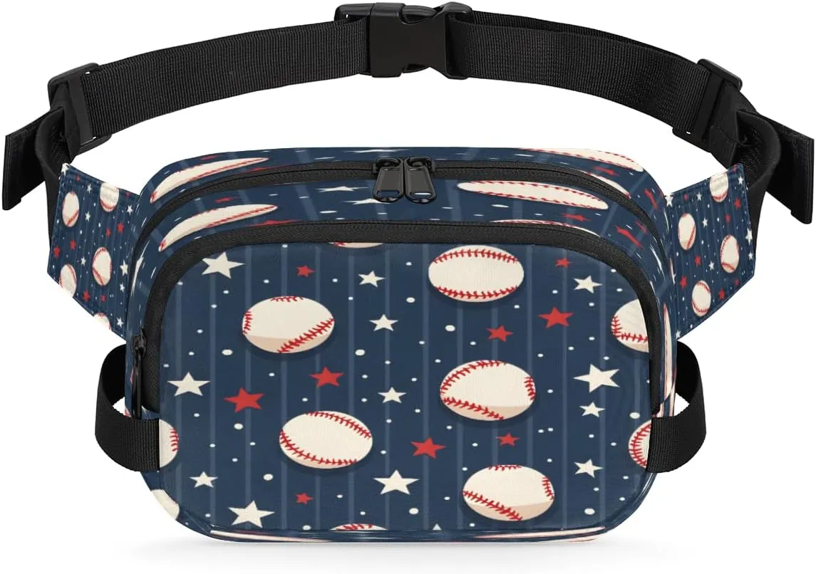 Double Zipper Pockets Lightweight Square Hip Pack for ripple ant Running Travel Hiking Workout Cycling Baseball Striped Waterproof Fanny Pack for Women Men Adjustable Waist Bag with 