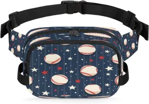 Double Zipper Pockets Lightweight Square Hip Pack for ripple ant Running Travel Hiking Workout Cycling Baseball Striped Waterproof Fanny Pack for Women Men Adjustable Waist Bag with 