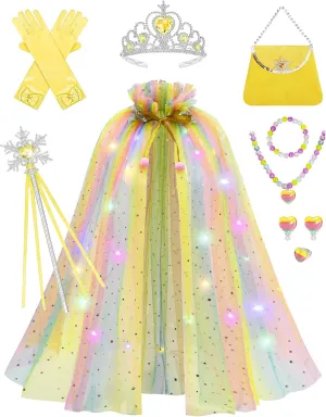 Dress Up Clothes for Little Girls Halloween Christmas Birthday Gift Avady Light Up Princess Cape legacy minor celebrate monotony besides mantel Set Toys Princess 