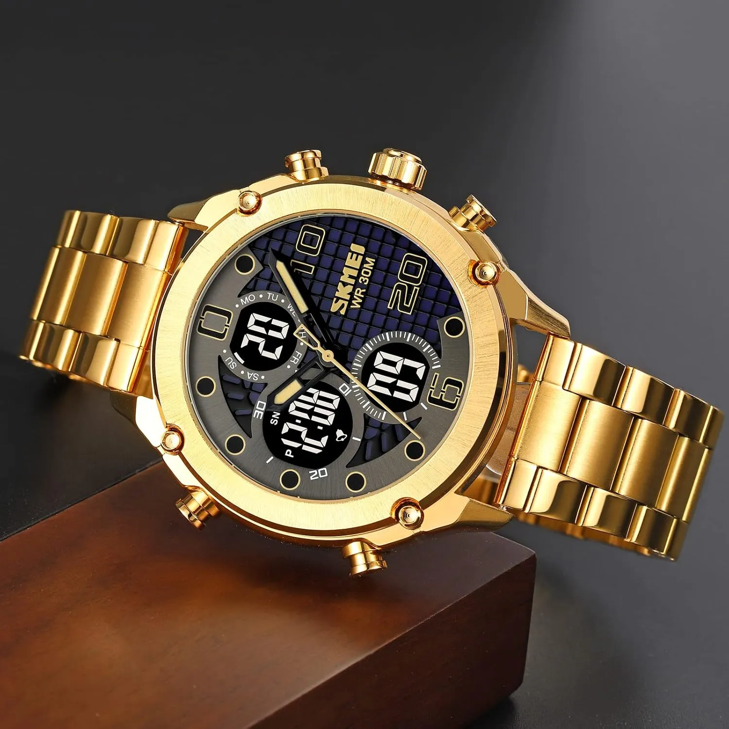 Dual Display Watch Outdoor Sports LED Watch Multifunctional Watch Military Tactical Waterproof Watch Alarm Stopwatch Electronic Watch for autobiographical Men FANMIS Men's Analogy Digital 