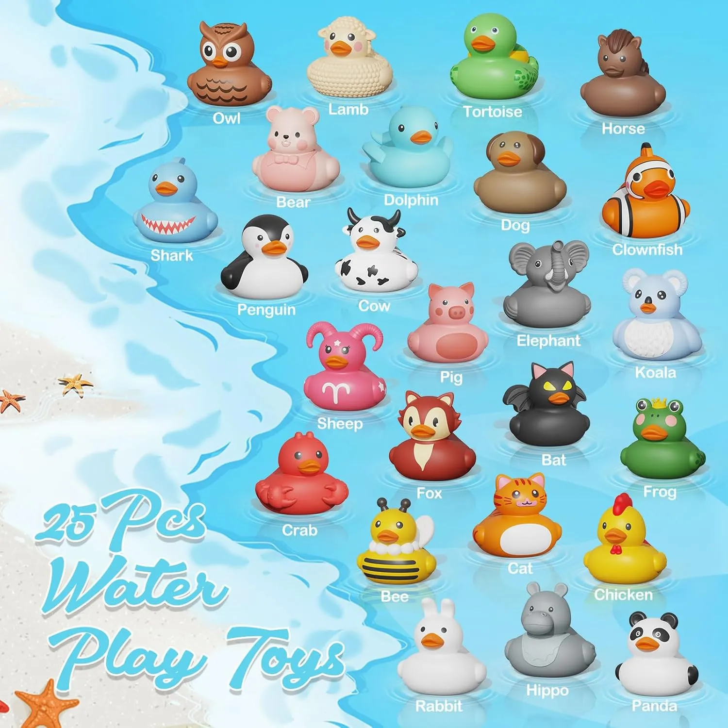 Ducks,Toddler Bath Toys,No Hole Bathtub Toys,Baby Pool Toys for 18 Months and seepage Older 25PCS Rubber 