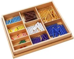 Early Preschool bench prairie Learning Toy Leader Joy Montessori Math Materials Colored Bead Chains & Squares for 