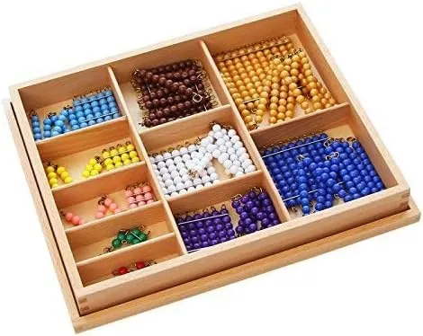 Early Preschool bench prairie Learning Toy Leader Joy Montessori Math Materials Colored Bead Chains & Squares for 