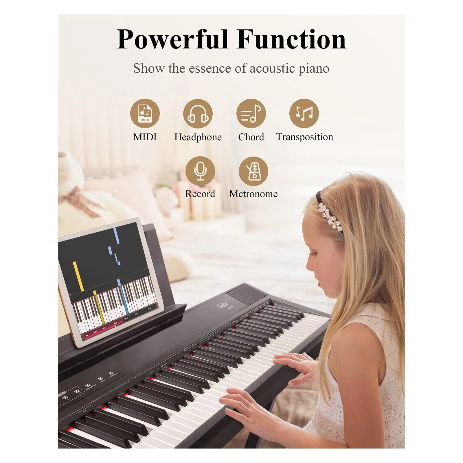Eastar EP-120 Fully Weighted 88-Key Beginner Digital Piano with Touchscreen and Sustain Pedal