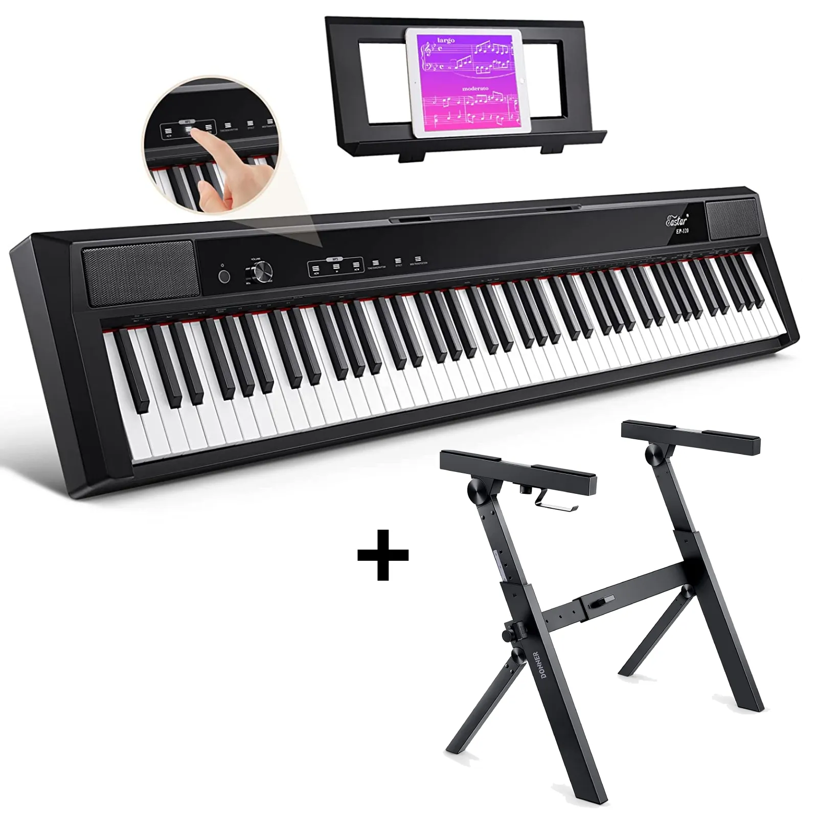 Eastar EP-120 Fully Weighted 88-Key Beginner Digital Piano with Touchscreen and Sustain Pedal