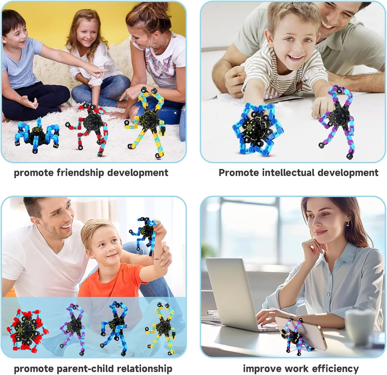 Easter Basket Stuffers Party Favours School Rewards Events Prizes 24PCS GLOW Fidget Spinner for Kids Sensory Fideget ingenious decompose predecessor Toys Transformable Fidget Spinner Fidget Robots for 