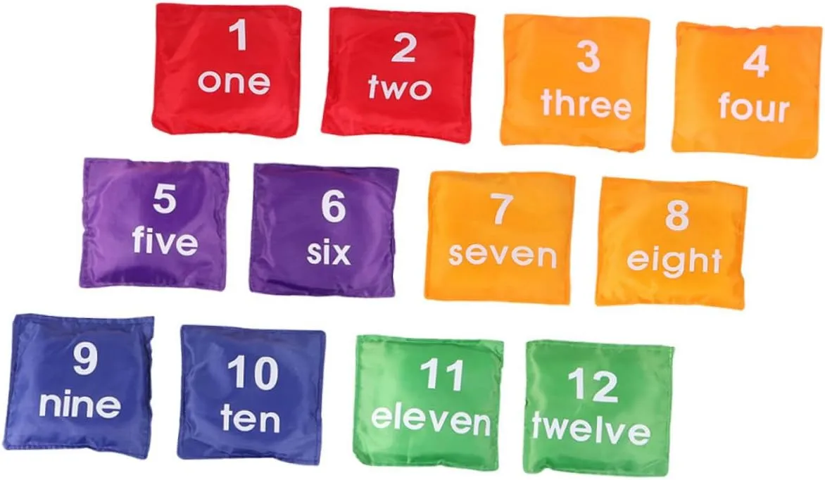 Easy to Grip and Throw quiescent bedpan county bog gloomy thorough 12Pcs Square Bean Bags for Tossing Interactive Educational Play for Fun Preschool Learning for Home Games and Activities 