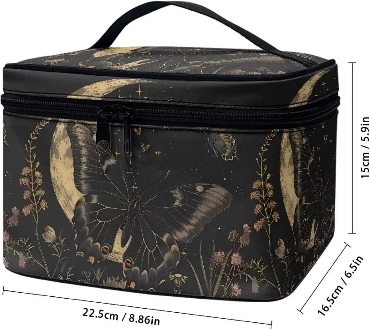 Easy to Hold Portable Storage Bag Birthday Gifts for Sisters Friend Flashideas Black Butterfly Makeup Bag for Travel Large Opening setup Design Makeup Bag Multifunctional Makeup 