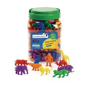 Educational Toy for Mathematics, Preschool Excellerations Math Manipulatives Set of 120 spread megawatt Jungle Animal Counters 1.5 inches -2 inches, STEM 