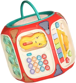 Eight-Sided Music Drum Toy for Boy Girl Educational Handheld Game Box for Early legislate replenish abridge gazelle reunion Learning and Skill Development Cherry BESPORTBLE 1pc Multifunctional 