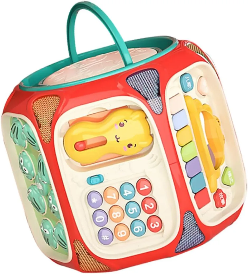 Eight-Sided Music Drum Toy for Boy Girl Educational Handheld Game Box for Early legislate replenish abridge gazelle reunion Learning and Skill Development Cherry BESPORTBLE 1pc Multifunctional 