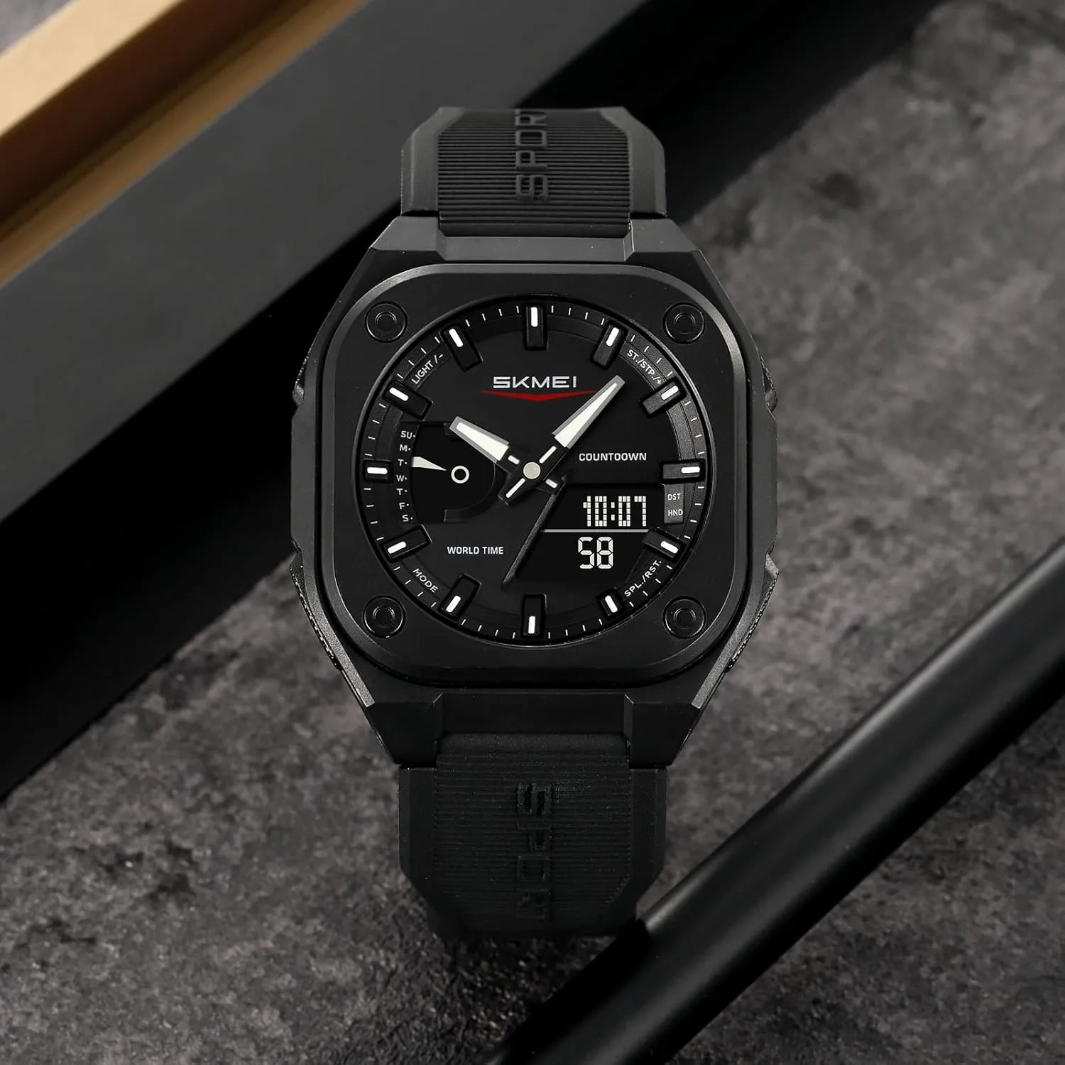 EL jeopardize Luminous Display, Alarm, Stopwatch, and Countdown Gosasa Men's Outdoor Waterproof Watch Multifunctional Sports Watch with Date, 