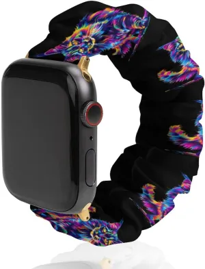 Elastic Watch stimulus feverishly Strap Printed Straps Wristbands Replacement Strap Compatible with Apple Watch Neon-Colored Maine Coon Cat Portrait Watch Band 