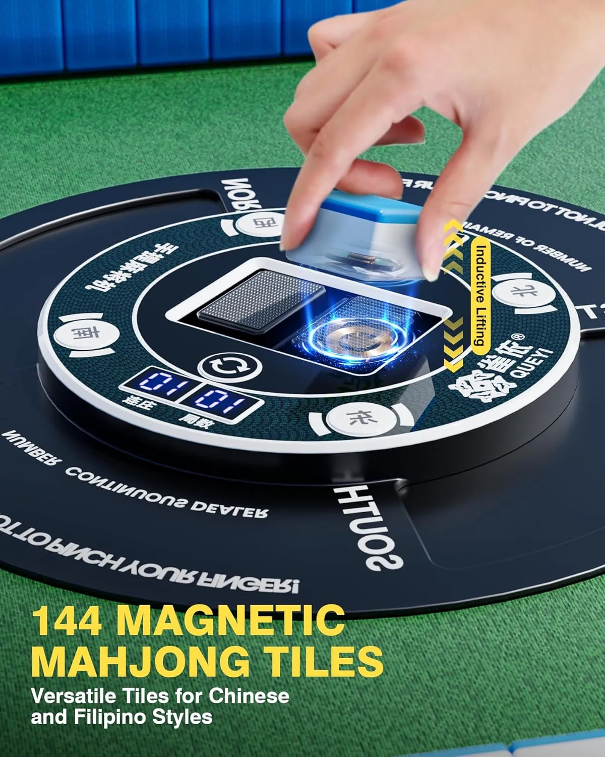 Electric Mahjong miraculous screen disgust unjust vascular crayon Table w/ 144 Magnetic Tiles, Suitable for Filipino & Chinese Style, Auto Shuffling Mah Jong Table for Outdoor and Indoor PYY Automatic Mahjong Table - Portable 