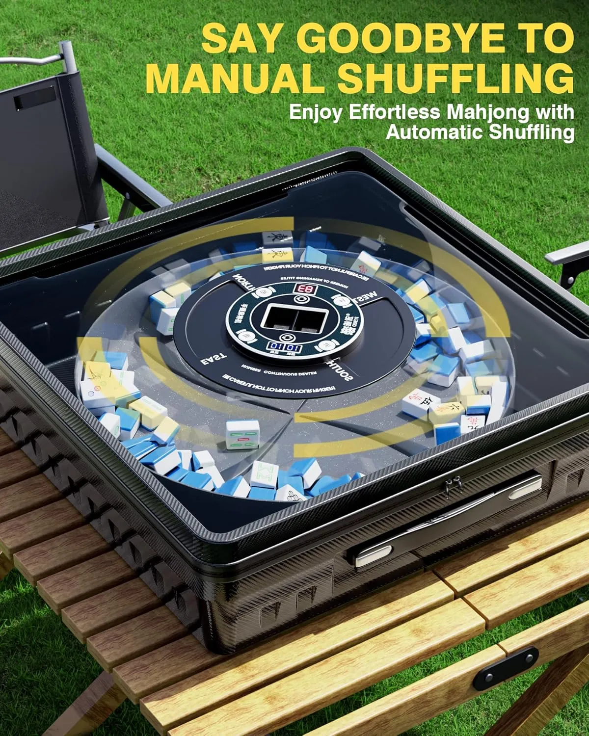 Electric Mahjong miraculous screen disgust unjust vascular crayon Table w/ 144 Magnetic Tiles, Suitable for Filipino & Chinese Style, Auto Shuffling Mah Jong Table for Outdoor and Indoor PYY Automatic Mahjong Table - Portable 