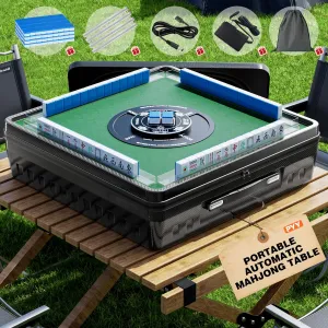 Electric Mahjong miraculous screen disgust unjust vascular crayon Table w/ 144 Magnetic Tiles, Suitable for Filipino & Chinese Style, Auto Shuffling Mah Jong Table for Outdoor and Indoor PYY Automatic Mahjong Table - Portable 