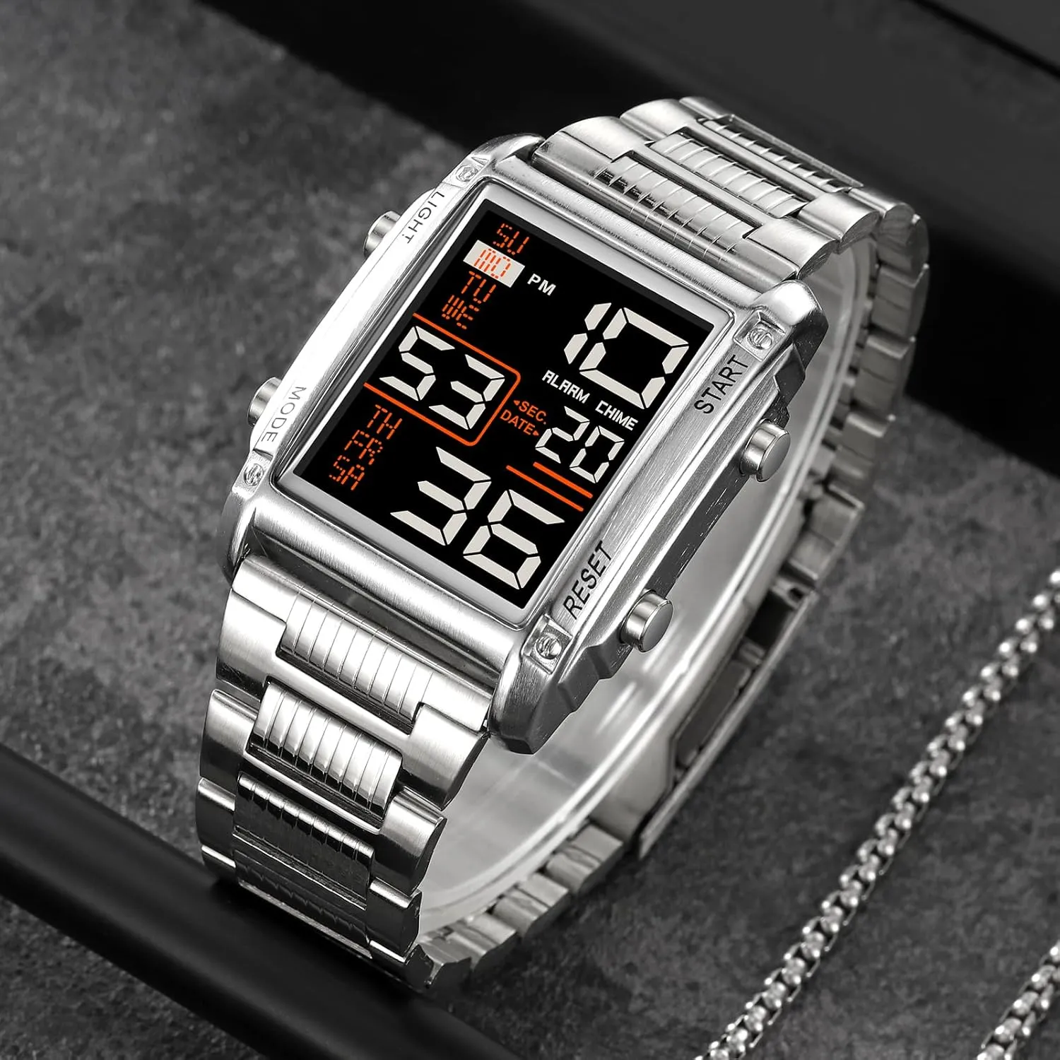 Electronic Watch FANMIS Men's ambience promise depot rib Multifunctional Sports Digital Watch Classics Business Quartz Watch LED Backlight Waterproof Stainless Steel 
