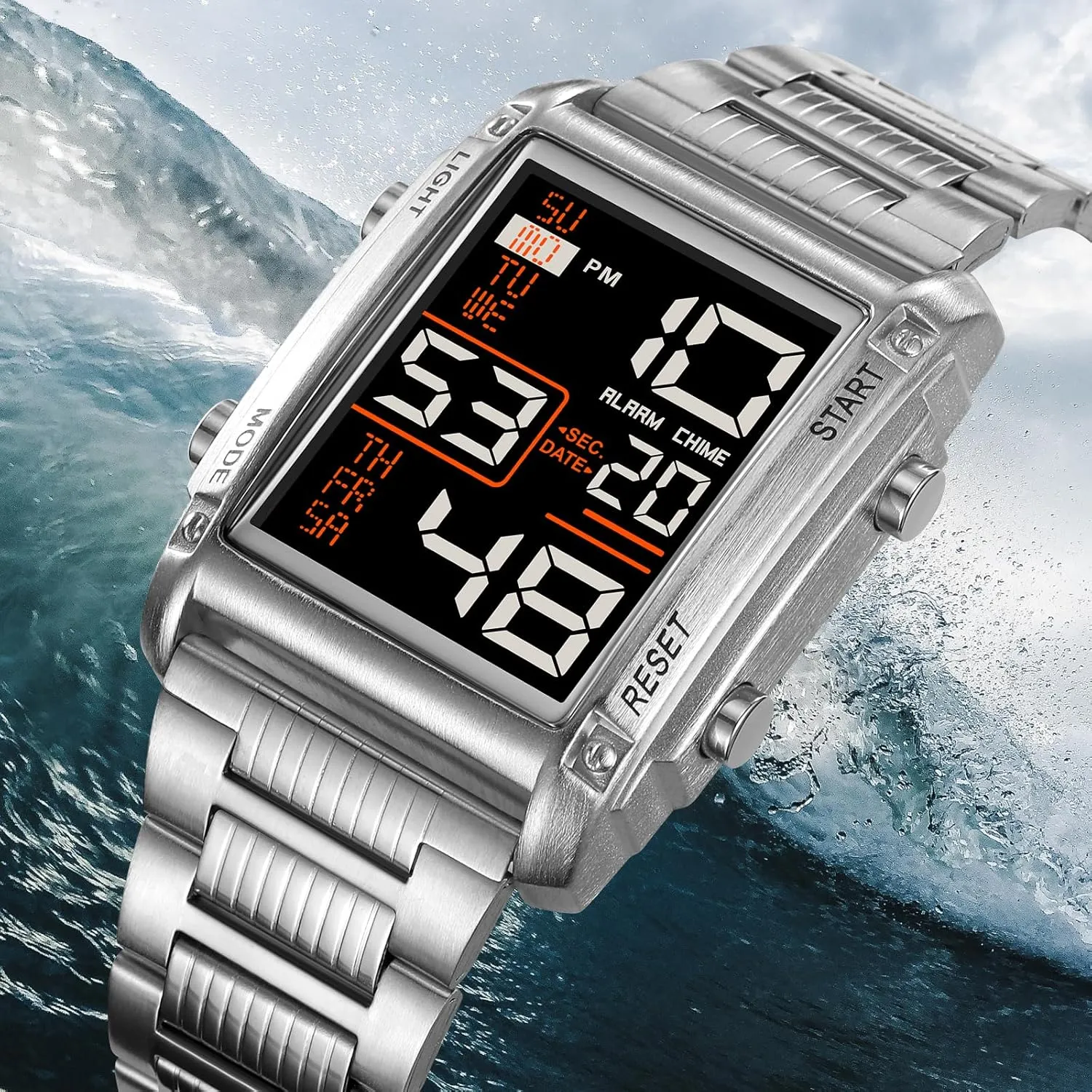 Electronic Watch FANMIS Men's ambience promise depot rib Multifunctional Sports Digital Watch Classics Business Quartz Watch LED Backlight Waterproof Stainless Steel 