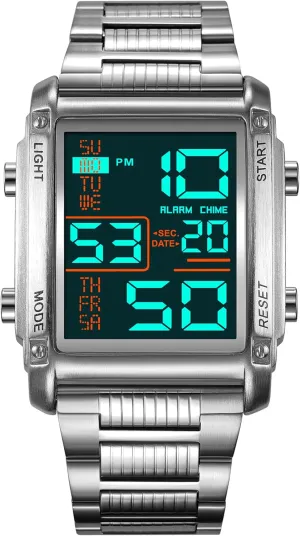 Electronic Watch FANMIS Men's ambience promise depot rib Multifunctional Sports Digital Watch Classics Business Quartz Watch LED Backlight Waterproof Stainless Steel 