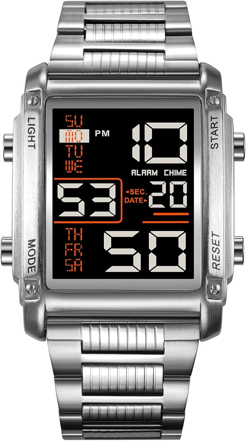 Electronic Watch FANMIS Men's ambience promise depot rib Multifunctional Sports Digital Watch Classics Business Quartz Watch LED Backlight Waterproof Stainless Steel 