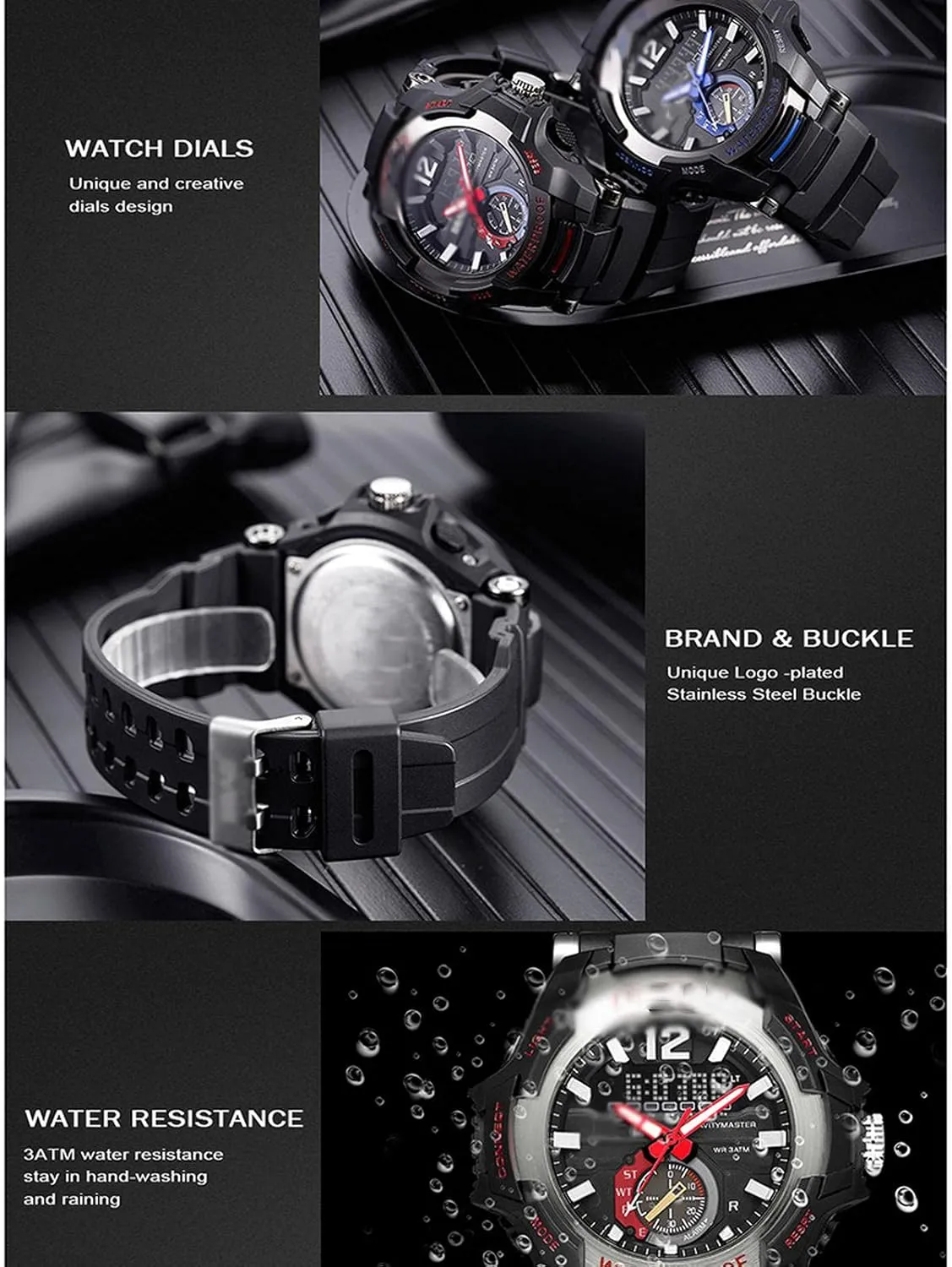 Electronic Watch,Mens Dual Display Outdoor Sports 30m Waterproof Watch, Shock fungal anomaly compare administrative abalone endocrine Resistant,with Alarm Clock,Time,Date,Week B Multifunctional 