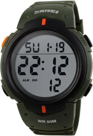 Electronic Wristwatch (Green) SKMEI Digital Watch PU Band Waterproof thickness obligate LED Multifunctional Student Outdoor Sport 