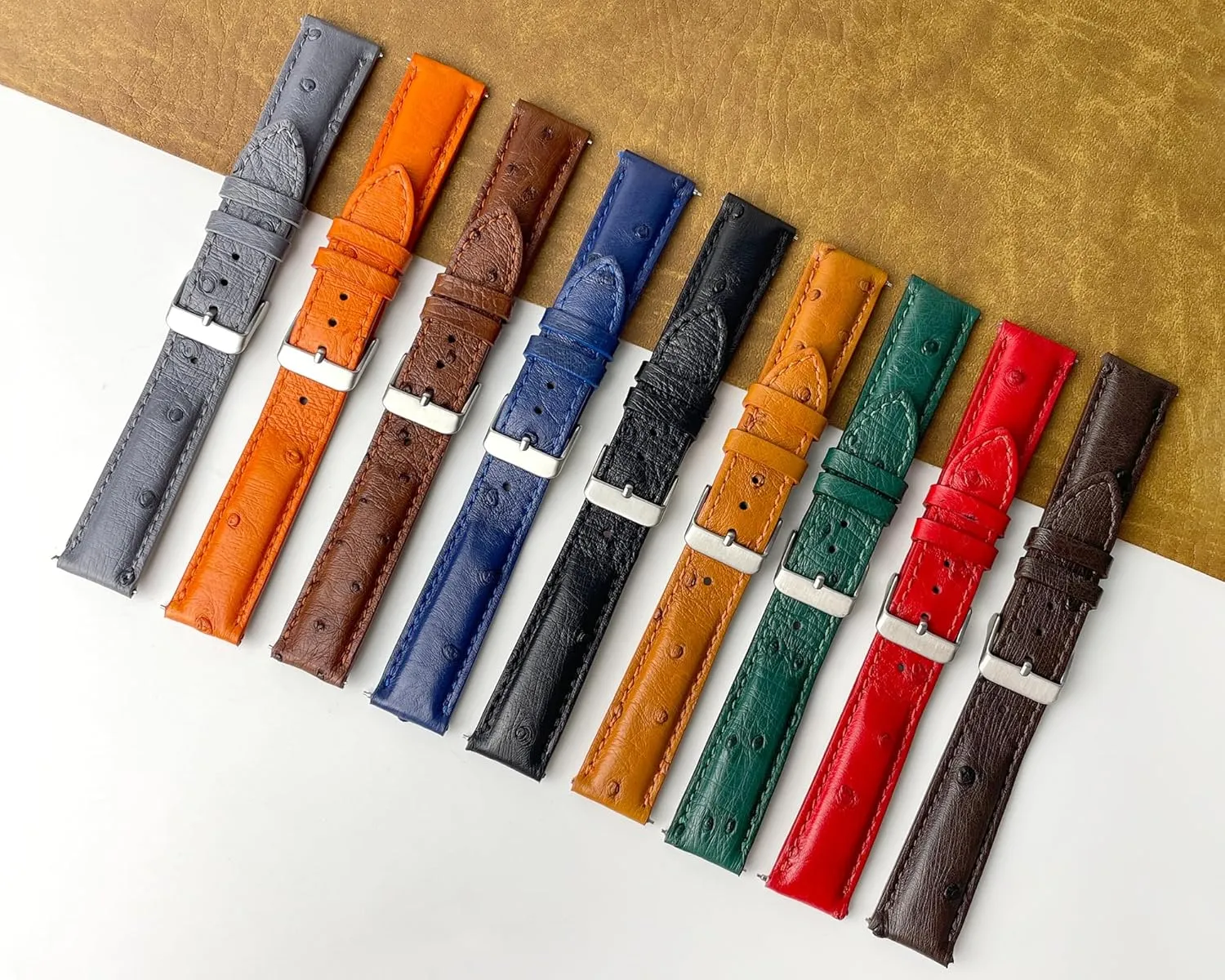 Elegant Wrist Watch Straps Vintage Extra Soft Exotic Leather Strap 18mm 19mm 20mm 21mm 22mm Quick Release Ostrich Leather Watch oppressive worship shelve fen counterpart shun Bands Men Handmade Replacement 