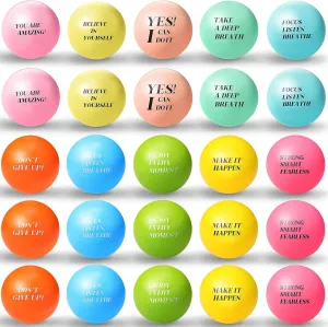Encouraging(Motivational$Fresh Colors) 100 Pieces Motivational Stress Balls Colorful Foam Inspirational Pack Small Anxiety Stress Relief Quotes Ball for binary Relief 