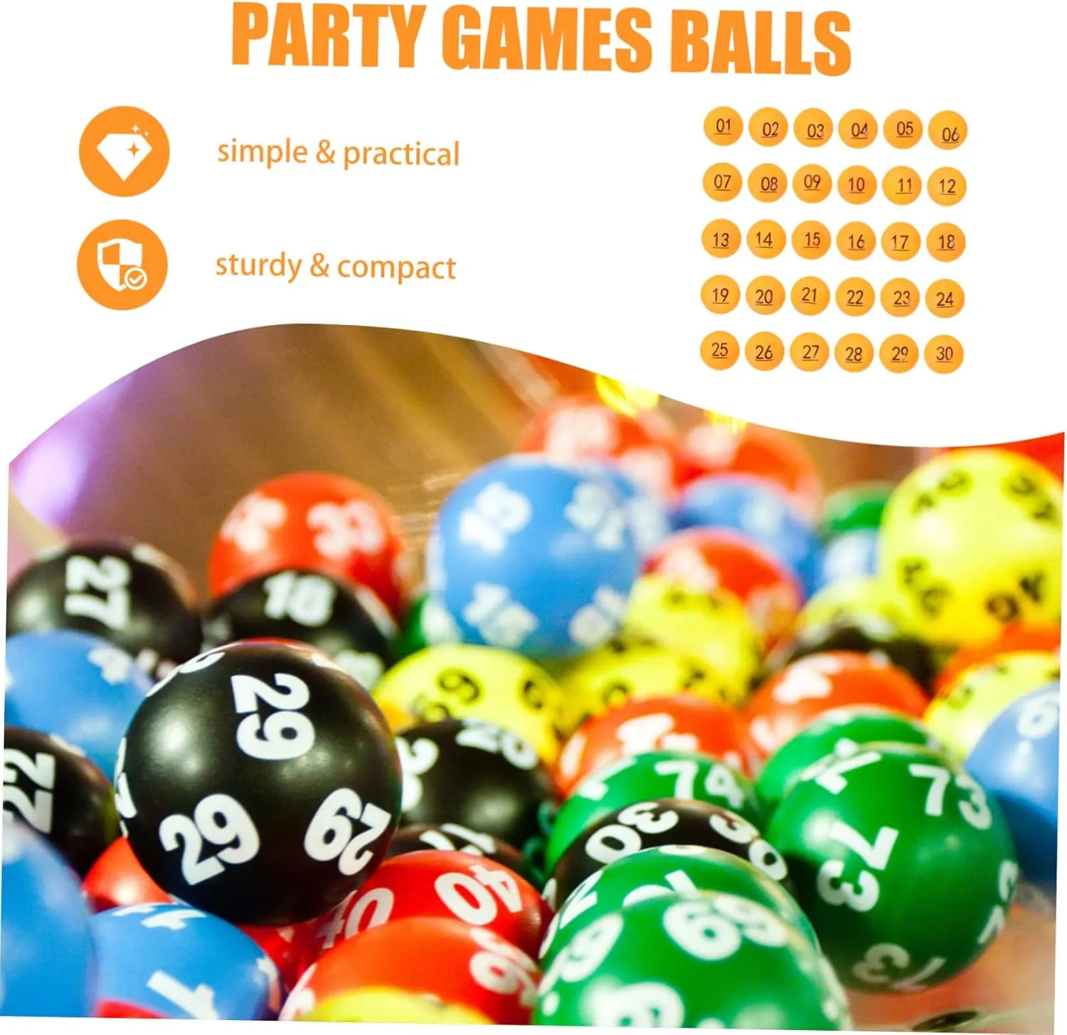Entertainment Balls manual fibrous parasite Bingo Numbers Balls Lightweight Plastic Raffle for Parties Game Nights 30pcs*3 PRETYZOOM 3sets 