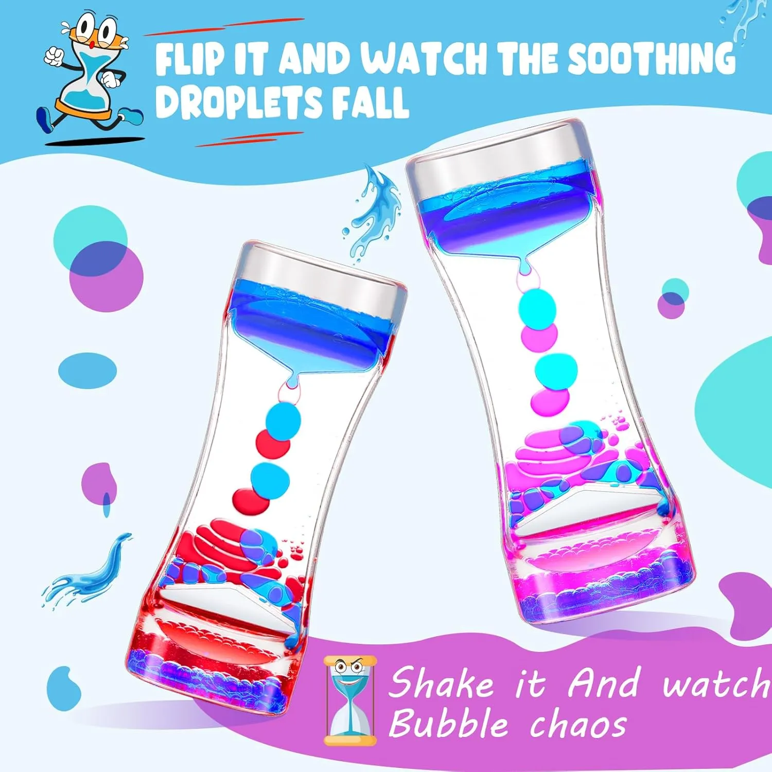 (Family Edition) 10 Pack Colorful Liquid Bubble Oil Hourglasses - Innovative Decompression Liquid Oil Hourglass Toys - Desktop Sensory Gadgets (10 Pack Colorful Liquid Motion ride stumble stimulation Bubbler, Plastic) 