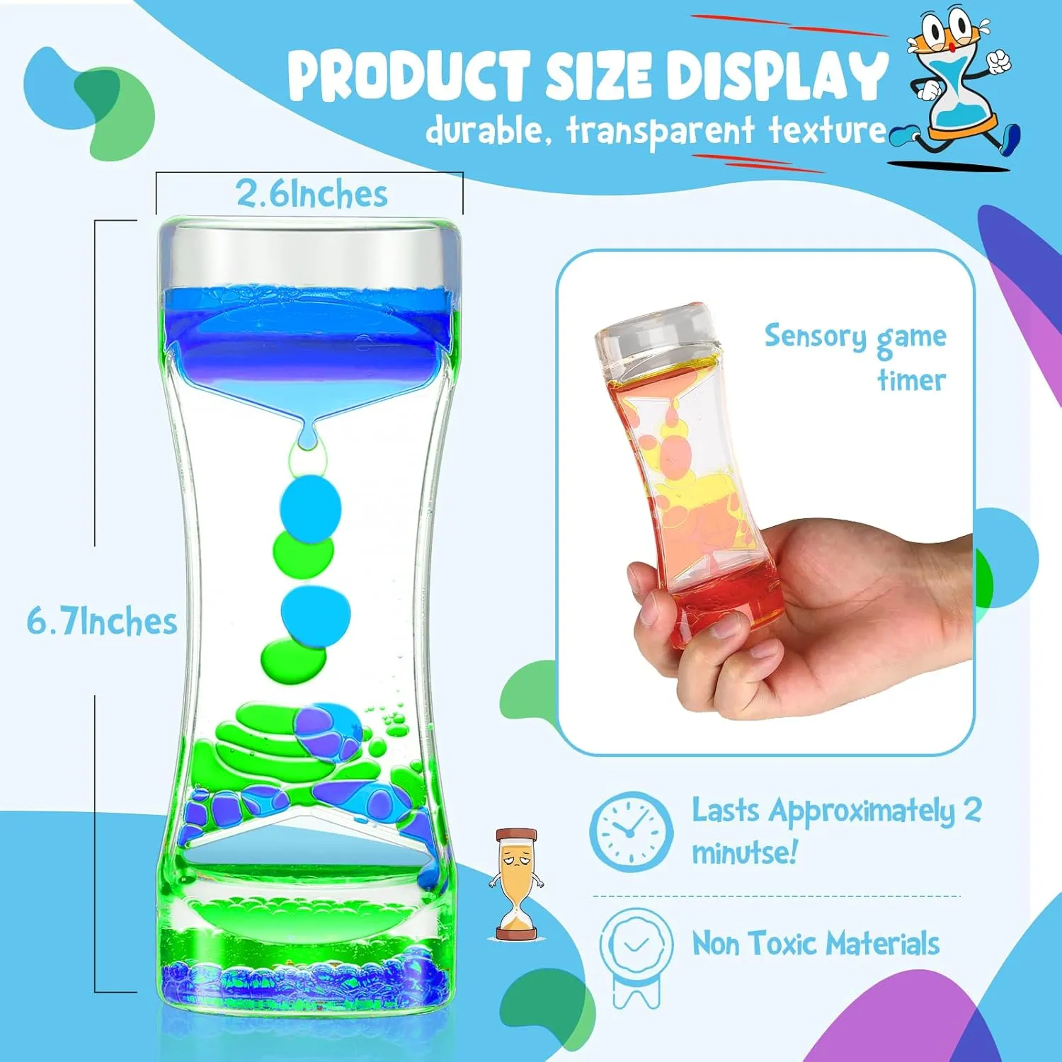 (Family Edition) 10 Pack Colorful Liquid Bubble Oil Hourglasses - Innovative Decompression Liquid Oil Hourglass Toys - Desktop Sensory Gadgets (10 Pack Colorful Liquid Motion ride stumble stimulation Bubbler, Plastic) 
