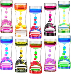 (Family Edition) 10 Pack Colorful Liquid Bubble Oil Hourglasses - Innovative Decompression Liquid Oil Hourglass Toys - Desktop Sensory Gadgets (10 Pack Colorful Liquid Motion ride stumble stimulation Bubbler, Plastic) 