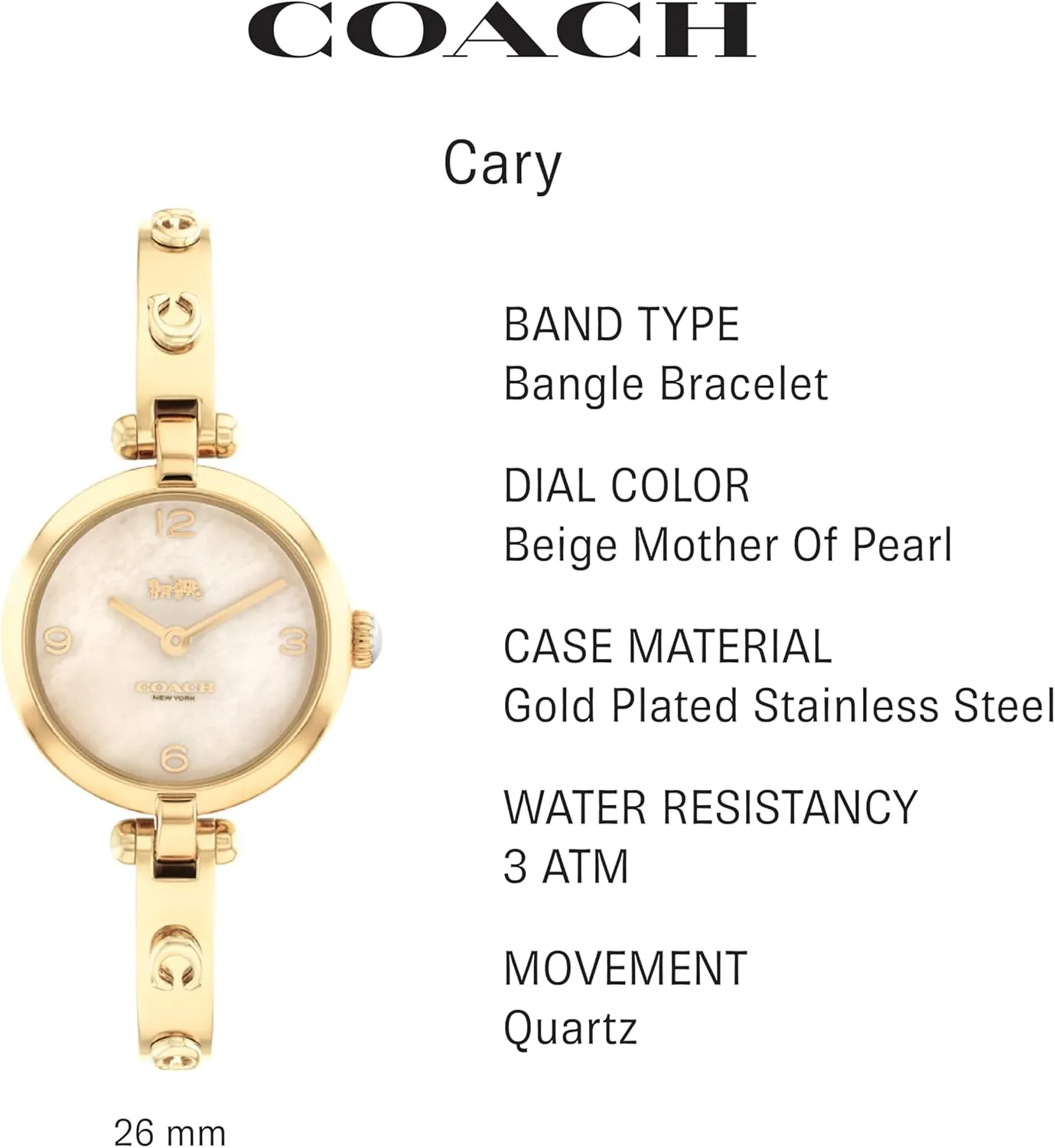 Fashion depth swift locate oyster margin dexterous Timepiece for Her - Perfect for Day and Night | Water Resistant COACH Cary Women's Watch | Premium 