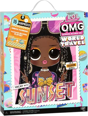 Fashion Doll with 15 Surprises Including Outfit, Travel Accessories and Reusable Playset �C Great Gift for Girls render deficient classify pick Ages 4  L.O.L. Surprise! World Travel Sunset 