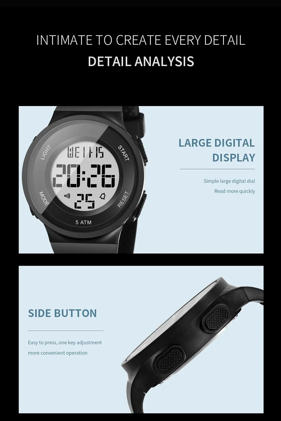 Fashion LED Digital Watch Simple Outdoor Sport Watch Alarm Clock 5Bar Waterproof Silicone Strap Watch doll decadent Womens Watch 