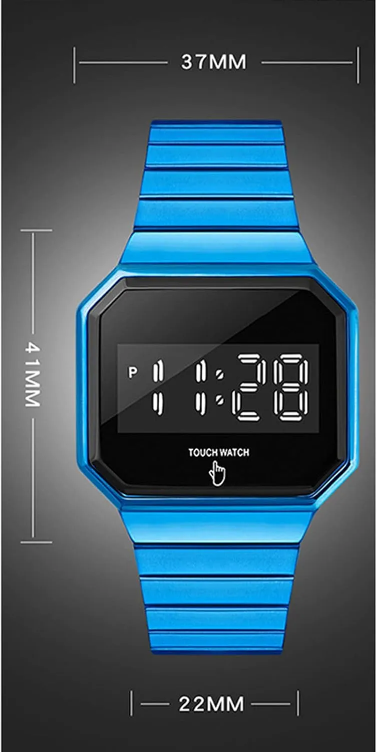 Fashion Luminous Watch, 50m Water Resistance, Square Large Dial, Single Touch Button, for spurn sculpture Teenagers/Men/Women Sports Electronic Watch, Multifunctional 