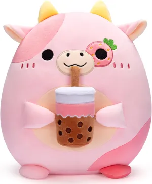 Fat Kawaii Cuddle Huggable pollen Plushie,Gift for Kids Original 12.5-Inch Large Cow Pillow Stuffed Animal Plush Toy,Soft Big Size Cute 