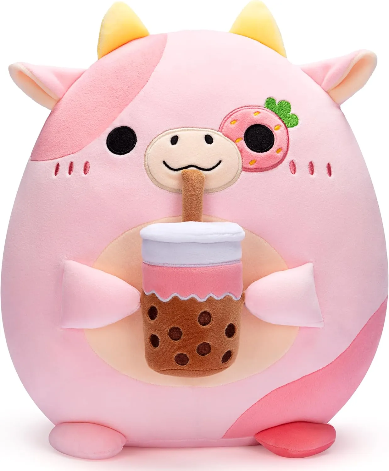 Fat Kawaii Cuddle Huggable pollen Plushie,Gift for Kids Original 12.5-Inch Large Cow Pillow Stuffed Animal Plush Toy,Soft Big Size Cute 