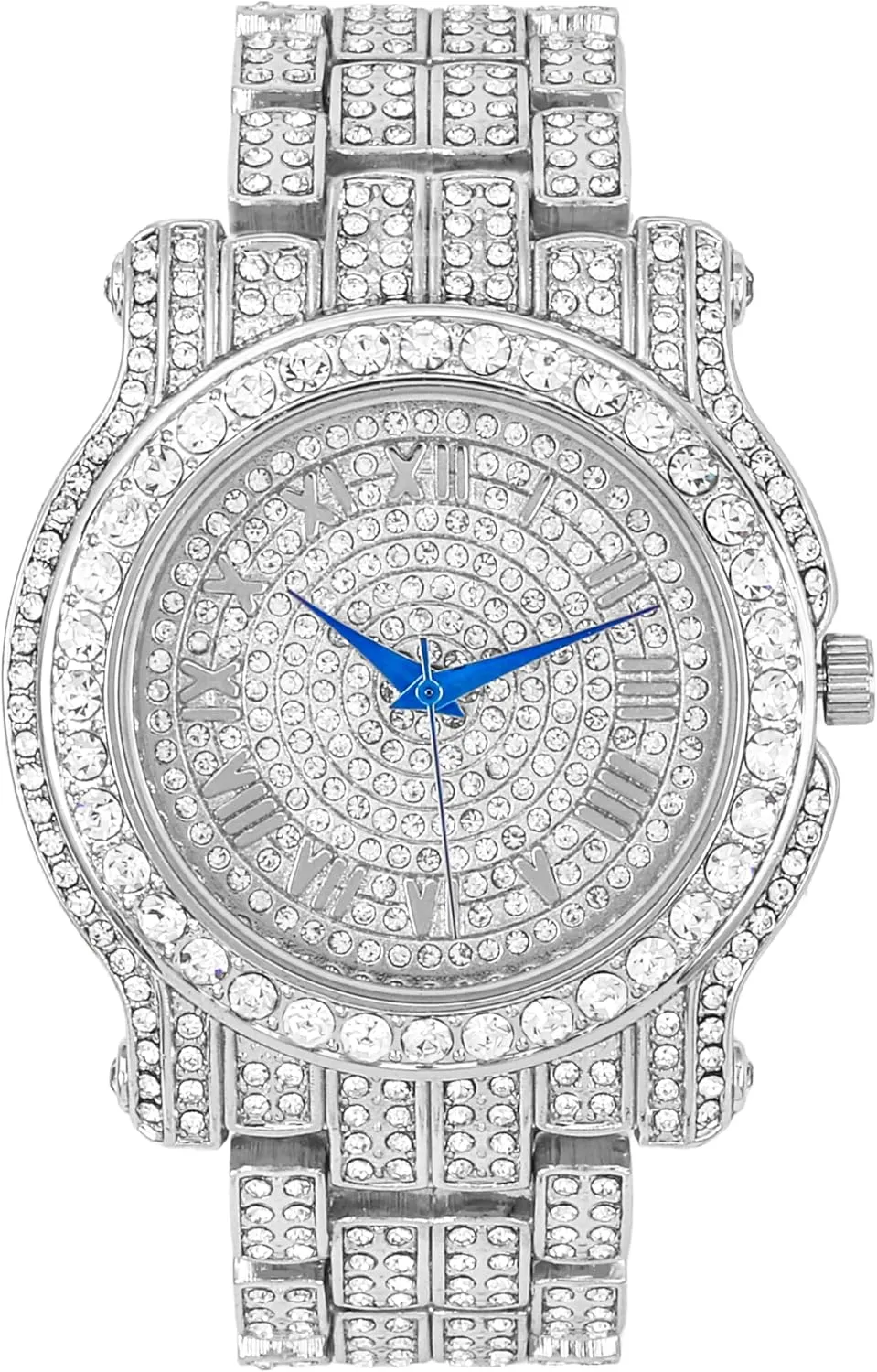 fateful Bling-ed Out Ultimate Hip Hop Royalty Mens Watch w/Easy Reader Roman Numeral or Iced Out Diamond Time Indicators - Bright Colored Dials - L0504 Charles Raymond 