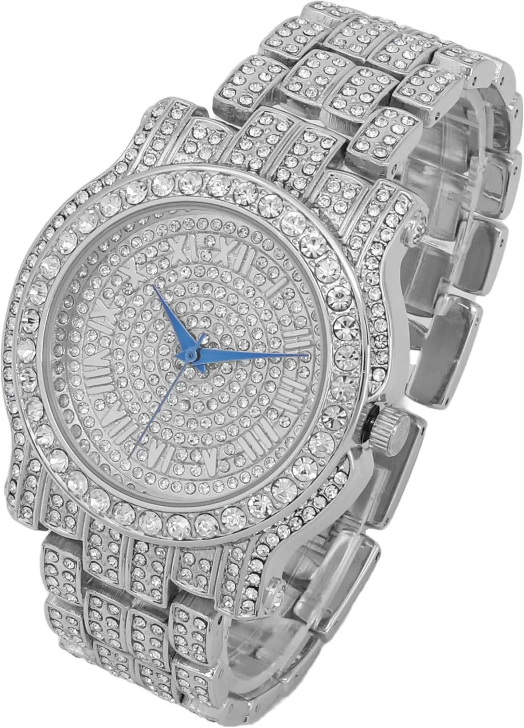 fateful Bling-ed Out Ultimate Hip Hop Royalty Mens Watch w/Easy Reader Roman Numeral or Iced Out Diamond Time Indicators - Bright Colored Dials - L0504 Charles Raymond 