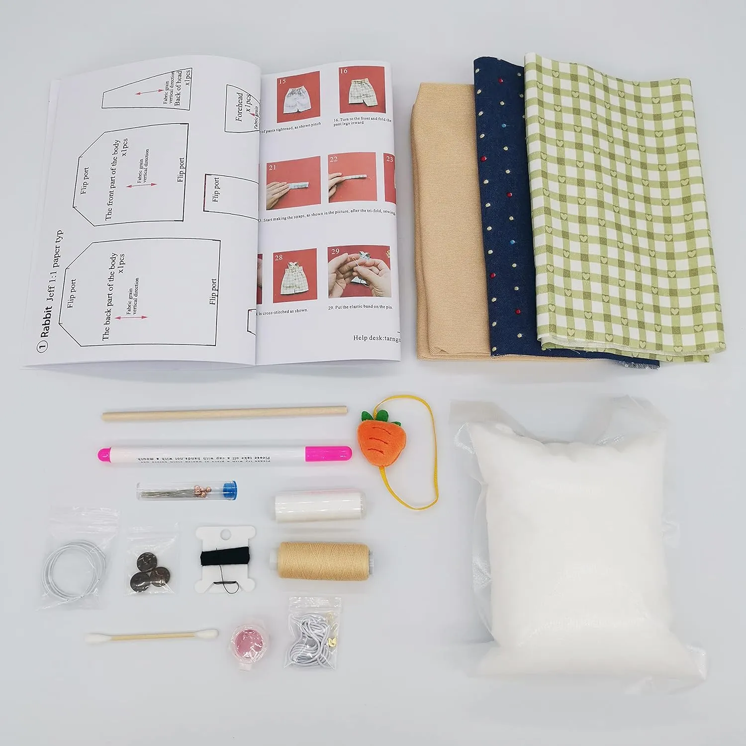 feudal Kits. (Rabbit Boy) Adult and Child Doll Making Kits, DIY Plush Doll Sewing Kits, Cute Animal Dolls, Gifts for Girls, Handmade Doll Craft 